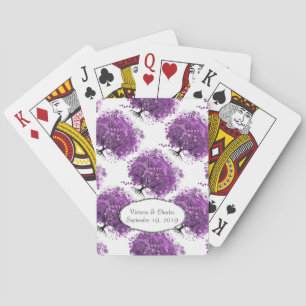 Forest Purple Heart Leaf Tree Wedding Poker Cards
