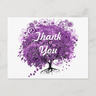 Forest Purple Heart Leaf Tree Wedding Postcard