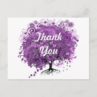 Forest Purple Heart Leaf Tree Wedding Postcard