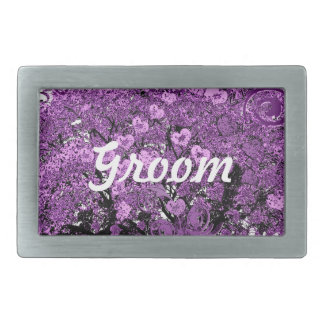 Forest Purple Heart Leaf Tree Wedding Rectangular Belt Buckle