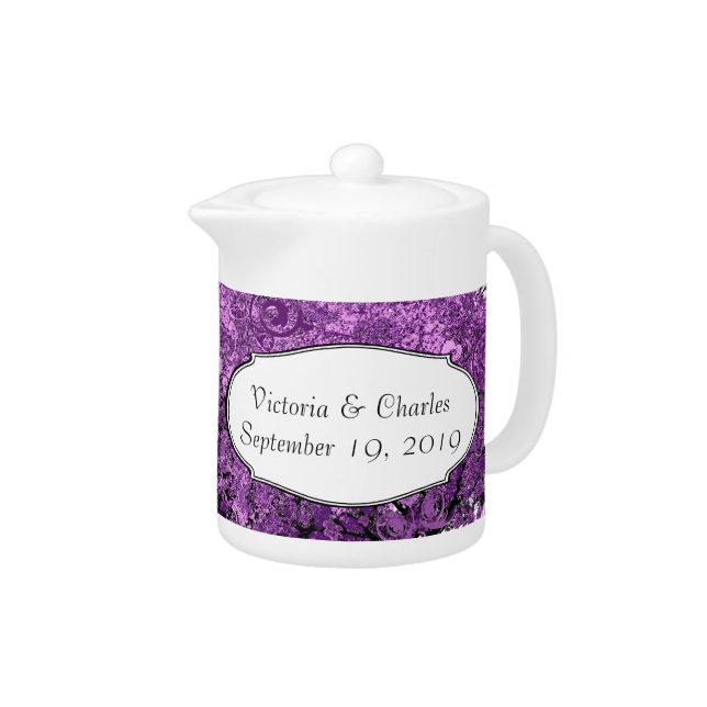 Forest Purple Heart Leaf Tree Wedding Teapot (Right)