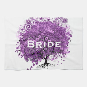 Forest Purple Heart Leaf Tree Wedding Towel