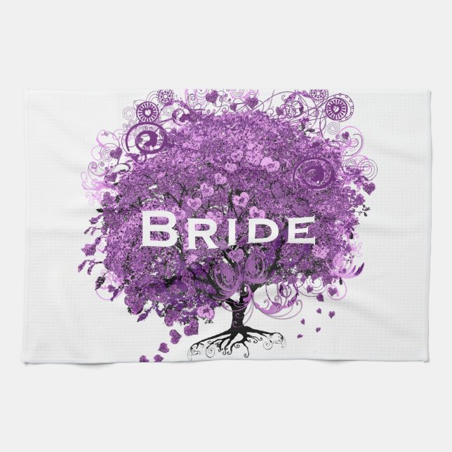Forest Purple Heart Leaf Tree Wedding Towel (Horizontal)