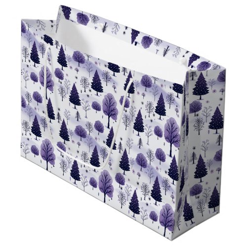 Forest Purple Snow Christmas Large Gift Bag