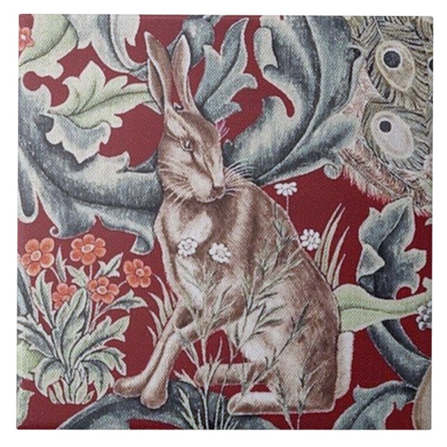 Forest Rabbit, William Morris Ceramic Tile (Front)