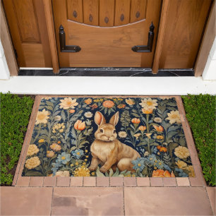 Forest Rabbit William Morris Cottagecore Bunny Doormat