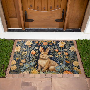 Forest Rabbit William Morris Cottagecore Bunny Doormat