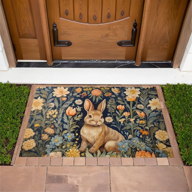 Forest Rabbit William Morris Cottagecore Bunny Doormat (Outdoor)