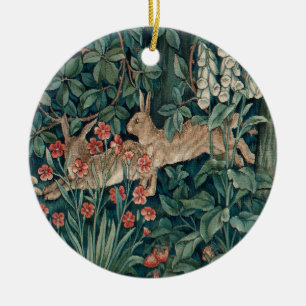 Forest Rabbits Tapestry Ceramic Ornament
