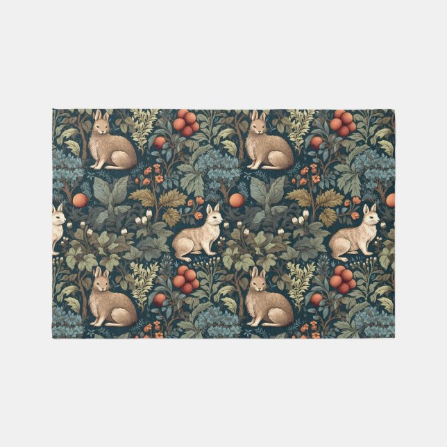 Forest & rabitt William Morris, Floral,Pattern,  Rug (Front)
