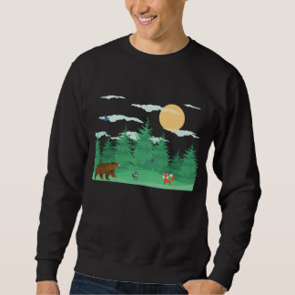 Forest Raccoon Fox Bear Butterfly Bird Cartoon Sweatshirt