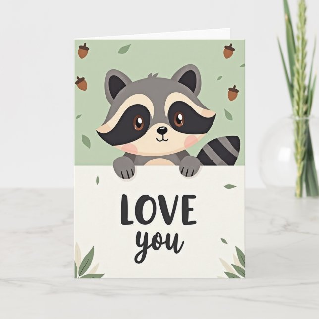 Forest Raccoon Love You Card (Front)
