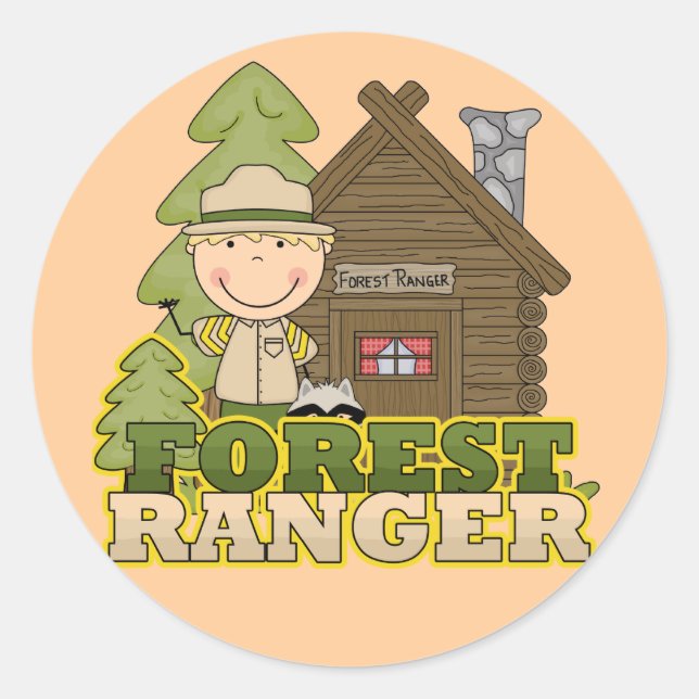Forest Ranger Boy Tshirts and Gifts Classic Round Sticker (Front)