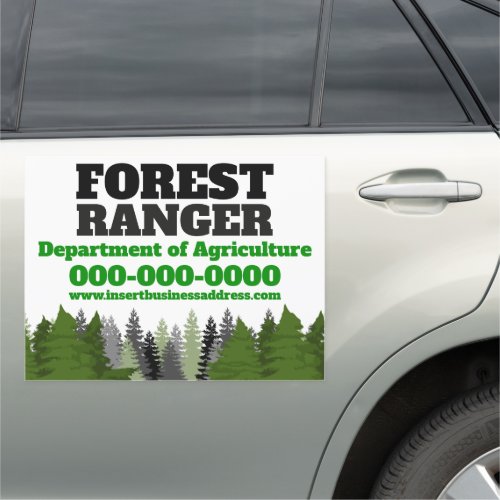 Forest ranger green tree woodland forest art car magnet