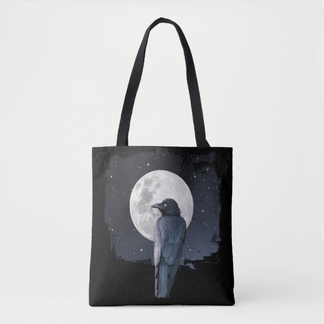 Forest Raven Cold Moon Tote Bag (Front)
