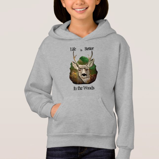 Forest Realistic Life Better in Woods Painting Hoodie (Front)
