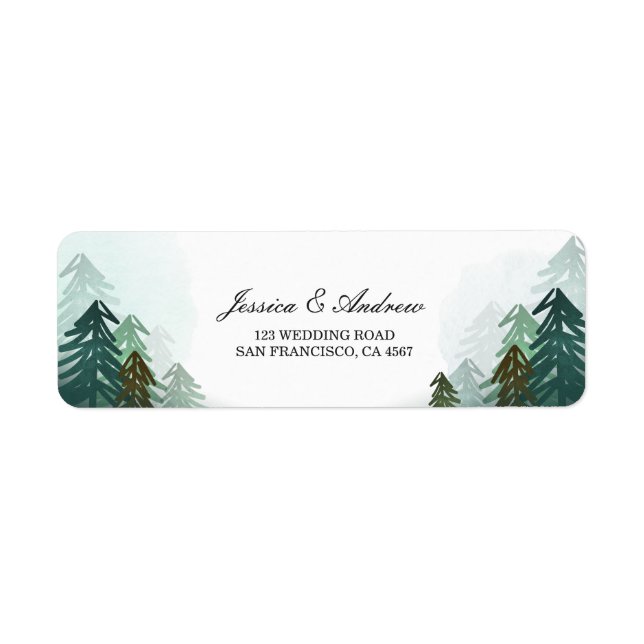 Forest Return Address Label Rustic Adventure Pine (Front)