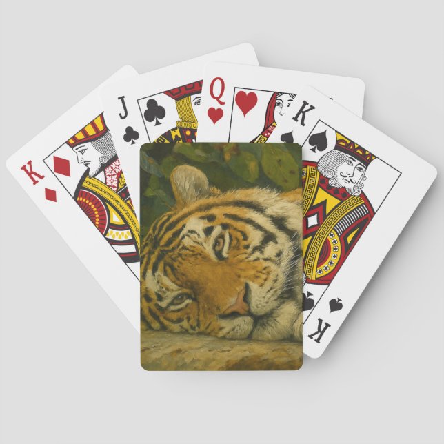 Forest Reverie – Resting Tiger in Jungle Light Poker Cards (Back)