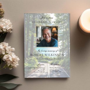 Forest road celebration of life Funeral Photo Invitation