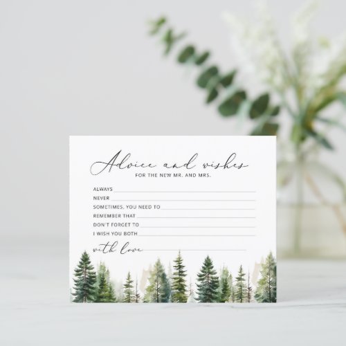 Forest rustic advice and wishes bridal shower