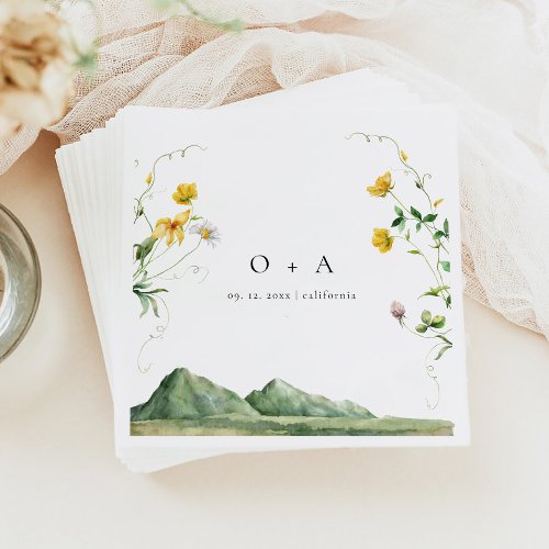 Forest Rustic Boho Wildflower Monogrammed Wedding Napkins