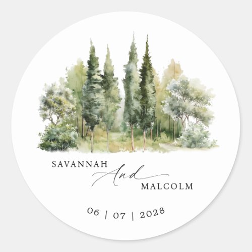 Forest  Rustic Style Outdoorsy Wedding Custom Classic Round Sticker