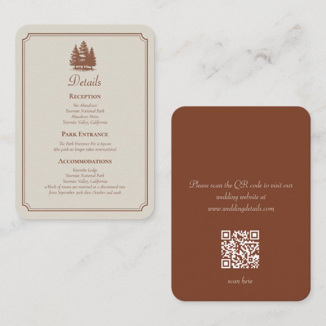 Forest Rustic Terracotta Autumn QR Code Wedding Enclosure Card (Front/Back)