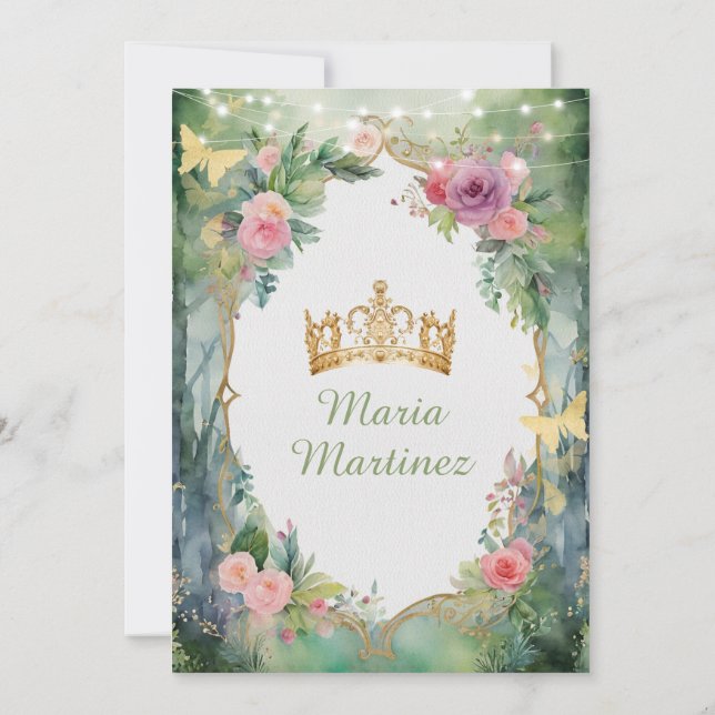 Forest Sage Green Dress Pink Flowers 15 Mis Quince Invitation | Zazzle Forest Sage Green Dress Pink Flowers 15 Mis Quince Invitation | Zazzle