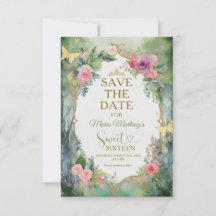 Forest Sage Green Floral Sweet Sixteen
