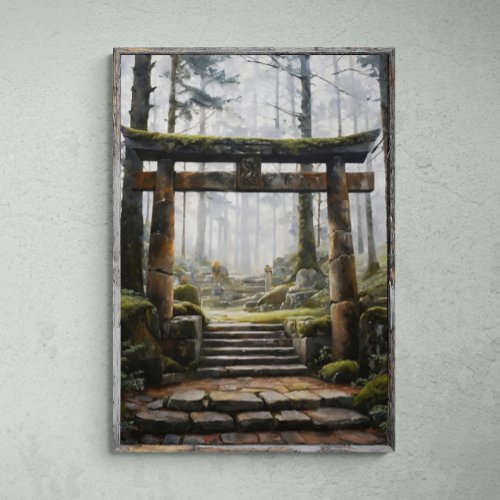Forest Sanctuary Japanese Shrine Gate Poster