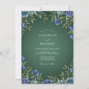 Forest Sapphire Wreath Wedding Invitation