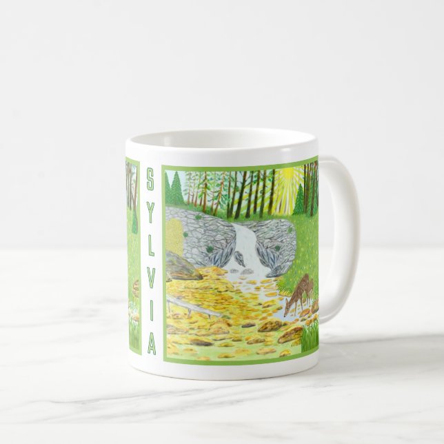 Forest Scene Classic Mug With Text (Front Right)