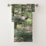Forest Scene With Chipmunk And Elk Bath Towel Set at Zazzle