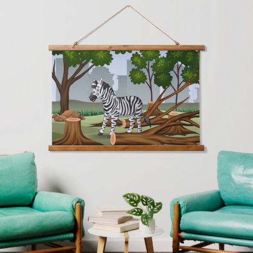 Forest Scenery with A Single Zebra Hanging Tapestry