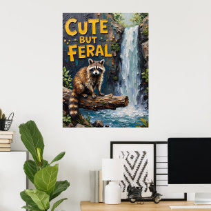 Forest Sentinel: Raccoon by the Stream Poster