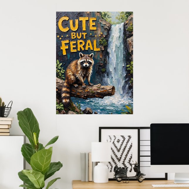 Forest Sentinel: Raccoon by the Stream Poster (Home Office)