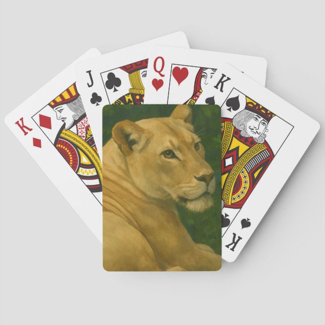Forest Sentinel – Resting Lioness in Golden Light Poker Cards (Back)
