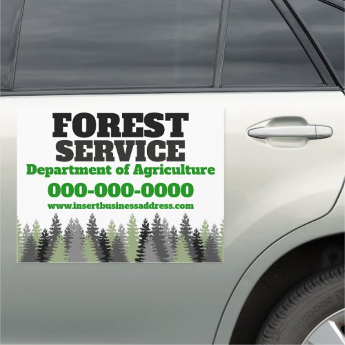 Forest service ranger green tree woodland forest car magnet