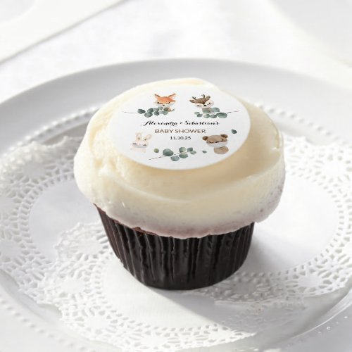 Forest Social Distance Baby Shower treat Edible Frosting Rounds