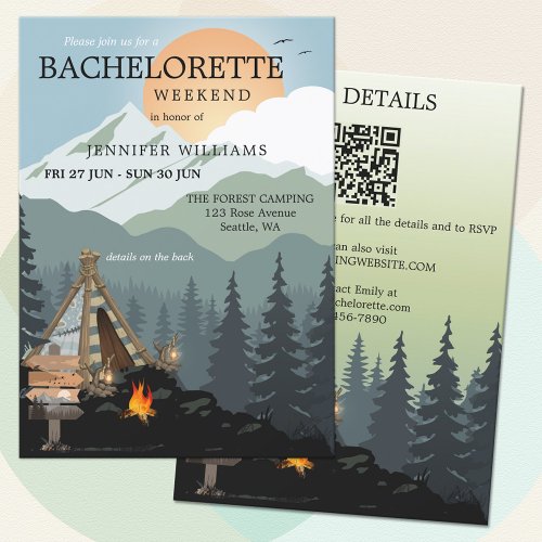 Forest Spa Camping Bachelorette Weekend Invitation