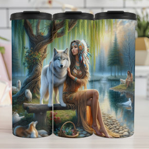 Forest Spirit, Wolf Companions, Riverside. Harmony Thermal Tumbler