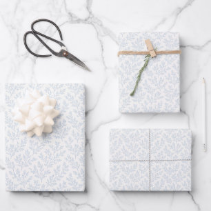 Forest Sprigs Dusty Blue - Neutral Wrapping Paper Sheets