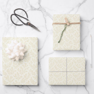 Forest Sprigs Golden Wheat - Neutral Wrapping Paper Sheets