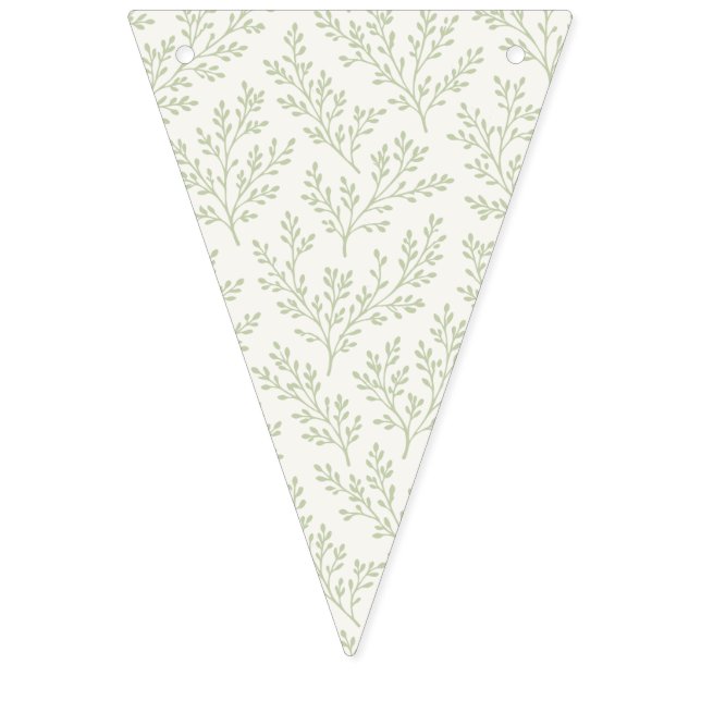 Forest Sprigs Soft Olive - Neutral Bunting Flags (First Flag)