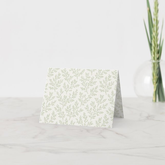Forest Sprigs Soft Olive - Neutral Thank You Card (Front)