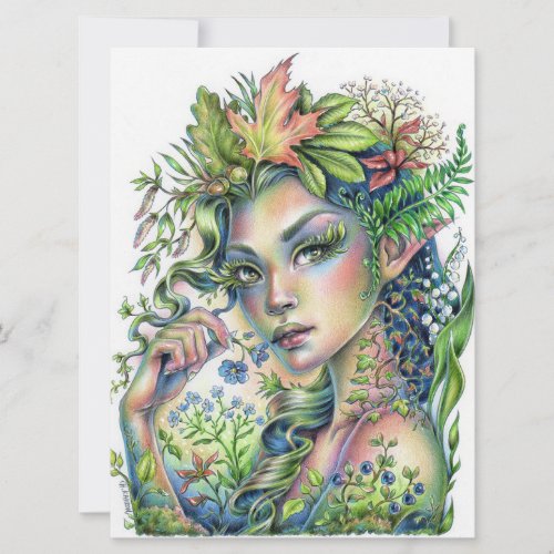 Forest Sprite Fairy Elf Fantasy Woman Art Card