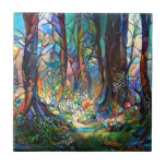Forest Stained Glass Style Ceramic Tile at Zazzle