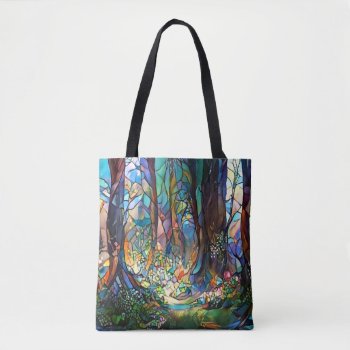 Forest Stained Glass Style Tote Bag by AutumnRoseMDS at Zazzle