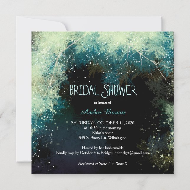 Forest Star Showers Indie Bridal Shower Invitation (Front)
