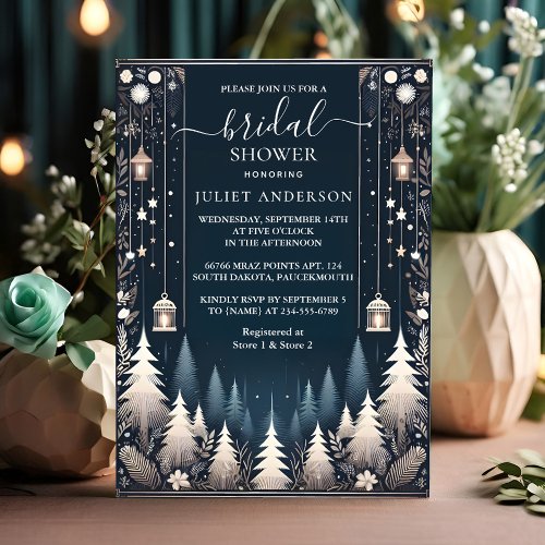 Forest Stars Snow Bright Winter Bridal Shower Invitation